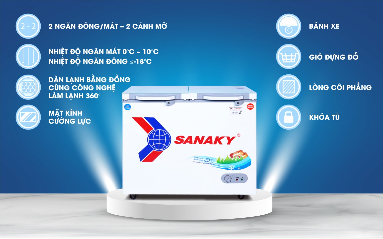 Tủ đông Sanaky VH-2599W2KD mô tả