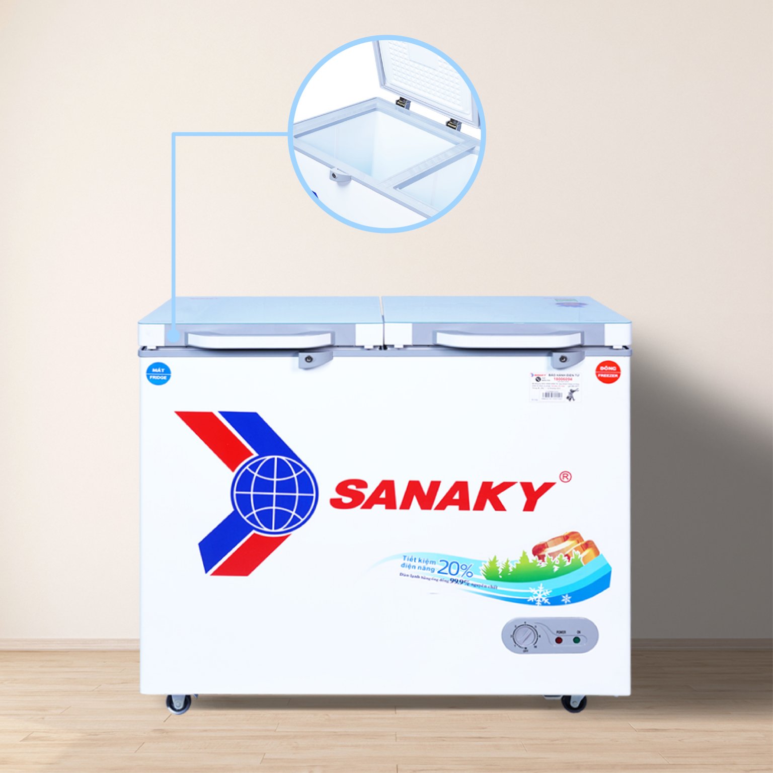 Tủ đông Sanaky VH-2599W2KD lòng côi tủ