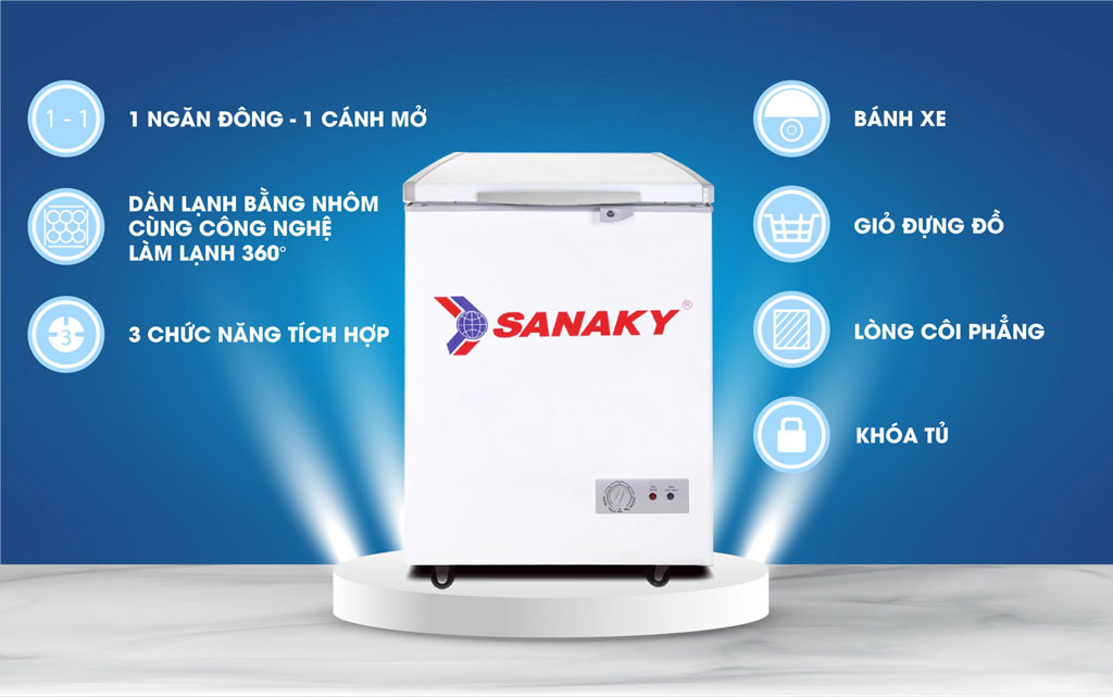 mô tả chức năng tủ đông Sanaky VH-150HY2 